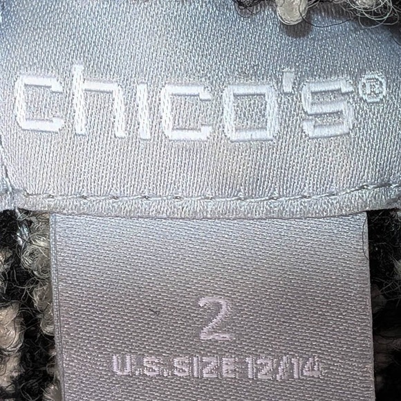 Chicos Wool Coat Womens 12 14 Black Nubby Bouclé Old Money French Girl Quiet Lux - Picture 11 of 13